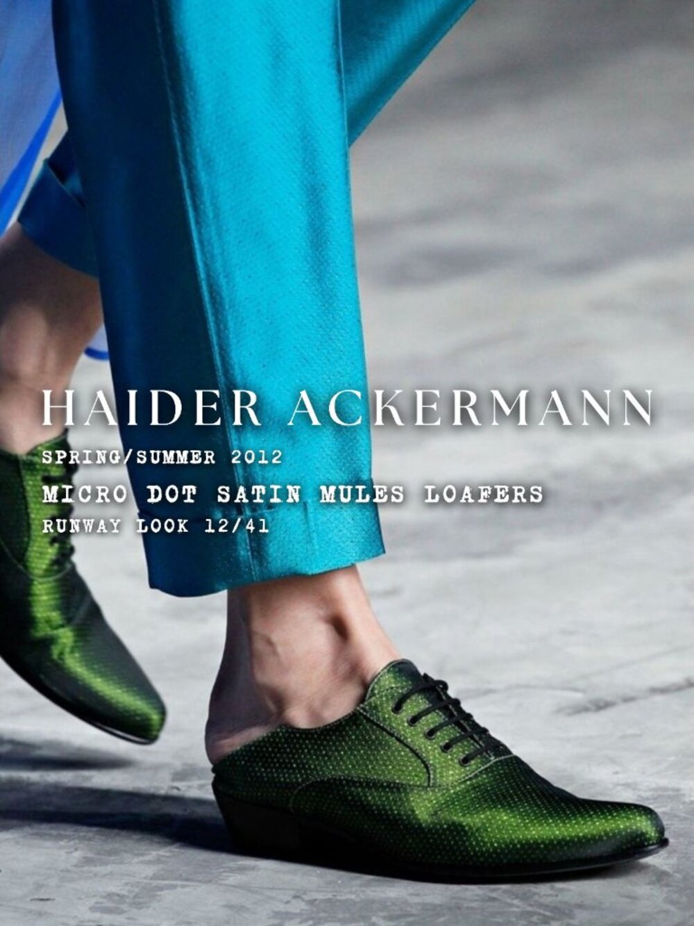 HAIDER ACKERMANN S/S 2012 RUNWAY Green Satin Micro Dot Mules Sz EU 37 US 7